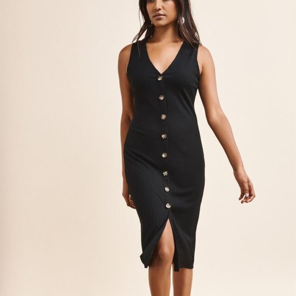 Sleeveless Dress With Buttons - Picture 1 of 5